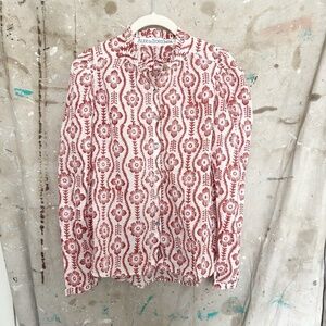 Alix Of Bohemia Red Floral Button Down Blouse